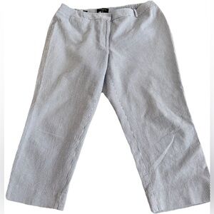 TALBOTS HERITAGE Blue + White Striped Seersucker Crop Summer Pants Plus 16W